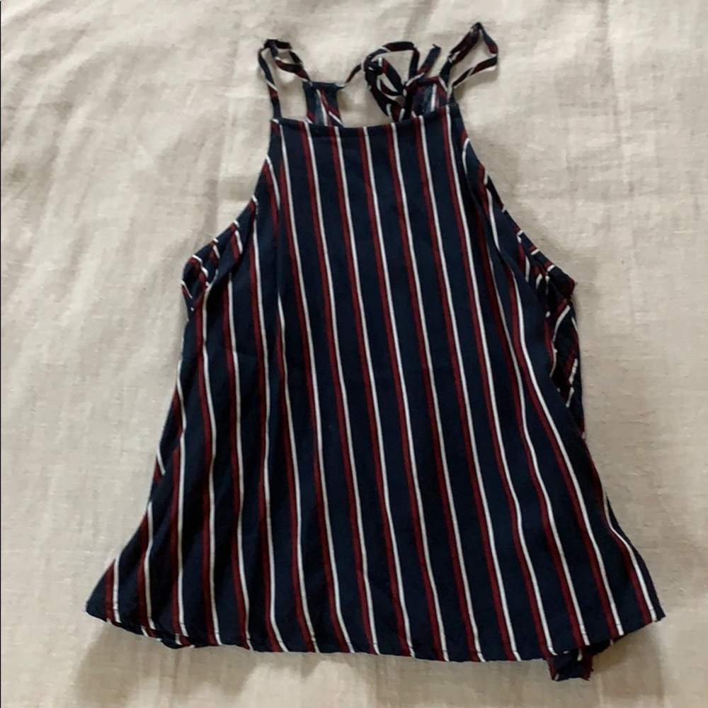 Navy, red, and white stripped tank top